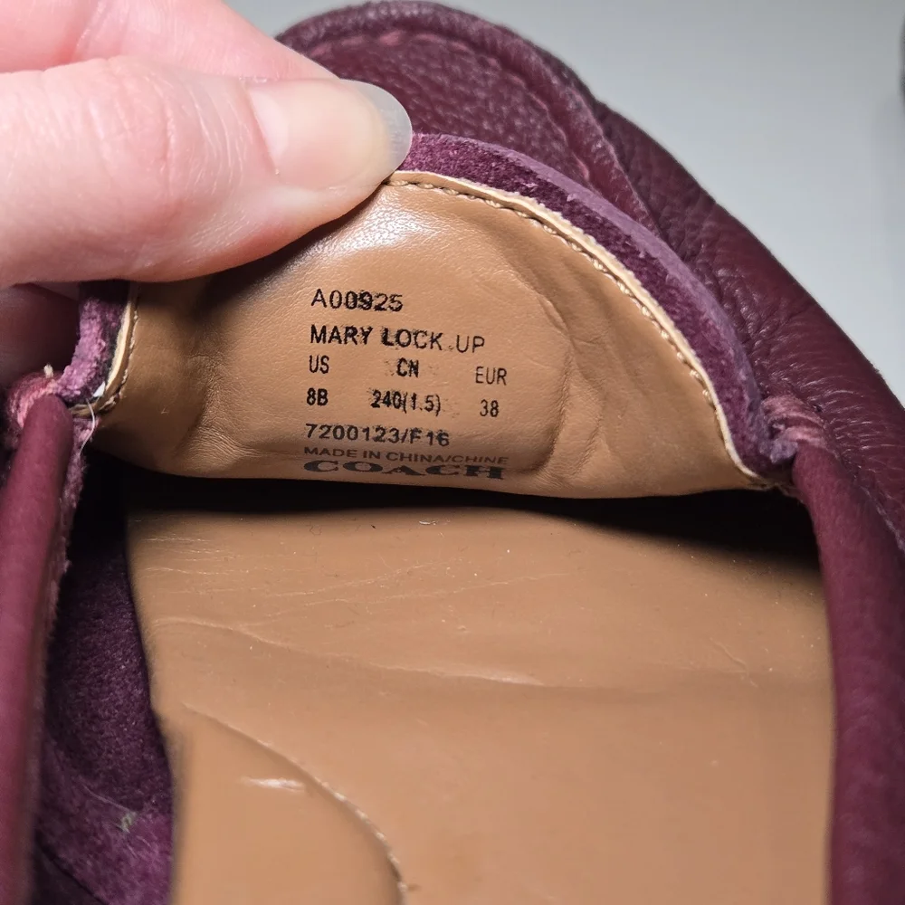 Coach Womens Marley Driver Loafer Burgundy Size 8 Leather Comfy Preppy Old Money - Picture 11 of 13